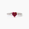 Fashion Anello Con Rubino Cuore E Zirconi Gioielli | 523407 Donna Gioielli Moda Donna