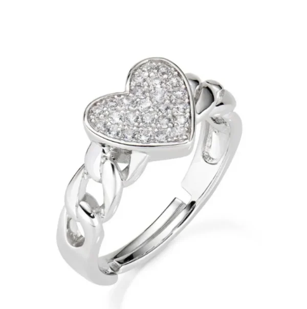 Sale Anello Cuore Con Pavè Di Zirconi Bianchi | ANCUCABBZ3 Donna Gioielli Moda Donna