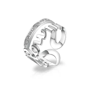 Clearance Anello Donna In Acciaio Gioielli   Script (10) | BRP33A. Donna Gioielli Moda Donna