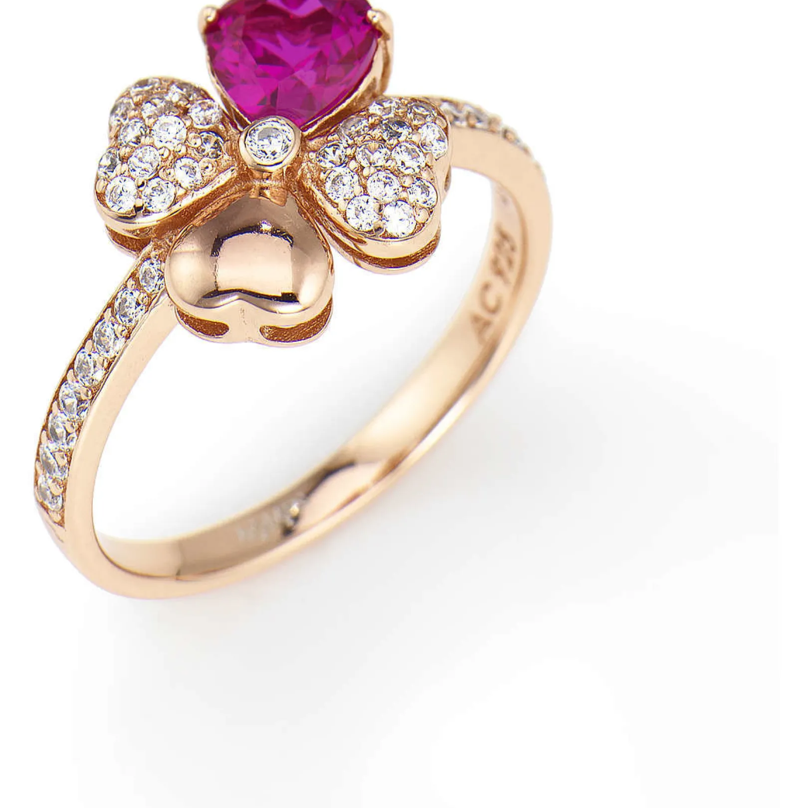 anello_donna_in_argento_c_0.webp Sale Anello Donna In Argento Cuore E Quadrifoglio Gioielli Amore | RQURR-14 Donna Gioielli Moda Donna