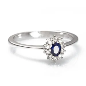 Fashion Anello Donna In Oro Bianco Diamanti E Zaffiro Gioielli E Delucchi | AA028996 ZF Donna Gioielli Donna