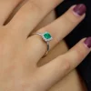 Sale Anello In Oro Bianco Con Smeraldo E Brillantini | R79CC038/SM010-14 Donna Gioielli Donna