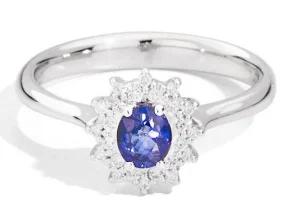 Outlet Anello In Oro Bianco Diamanti E Zaffiro Gioielli Camelia | R77CC001/ZB16 Donna Gioielli Donna