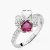 Sale Anello Quadricuore Rodio Con Zirconi Bianchi E Rubino | RQUBR Donna Gioielli Moda Donna