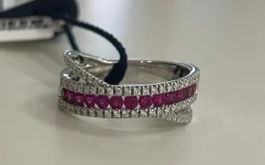 New Anello Recarlo Decò in Oro Bianco Diamanti e Rubini | R10FM001/RB Donna Gioielli Donna