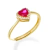 Hot Anello Regolabile Con Cuore Zircone Rosso | RTICSGRZ2 Donna Gioielli Moda Donna
