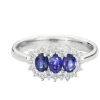 Clearance Anello Trilogy con Zaffiri in oro bianco 18 Kt e contorno di diamanti | R77TC001/ZB-14 Donna Gioielli Donna