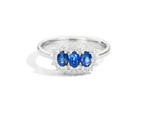Outlet Anello Trilogy Oro Bianco Diamanti E Zaffiri Gioielli Camelia | R77TC001/ZB Donna Gioielli Donna
