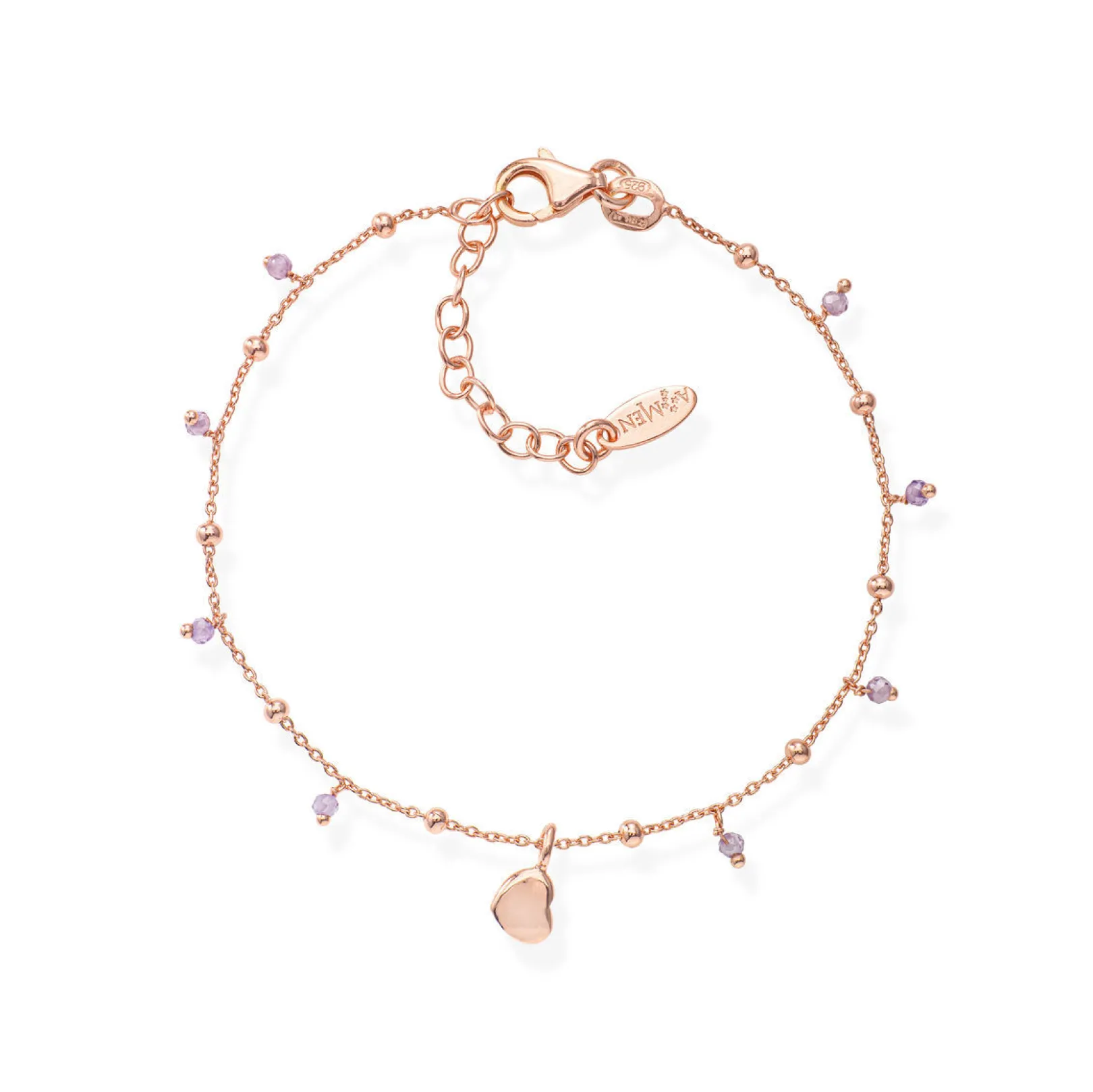 bracciale_amen_con_cuore__0.webp Clearance Bracciale Con Cuore Bombato e Cristalli Lilla | BRCURL3 Donna Gioielli Moda Donna