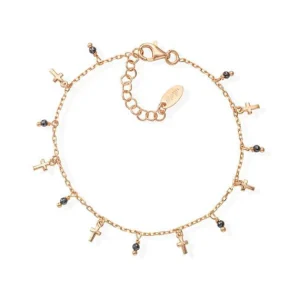 Discount Bracciale Croci E Cristalli Neri | BRMICRRN Donna Gioielli Moda Donna
