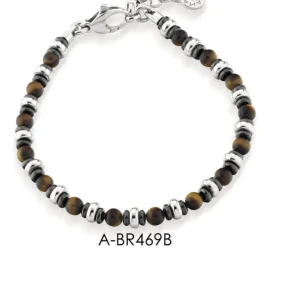 Hot Bracciale Argento E Pietre Naturali | A-BR469B Uomo Gioielli Moda Uomo