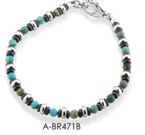Clearance Bracciale Argento E Pietre Naturali | A-BR471B Uomo Gioielli Moda Uomo