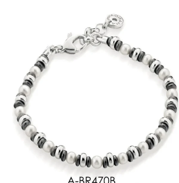 Online Bracciale Argento E Pietre Naturali | A-BR470B Uomo Gioielli Moda Uomo