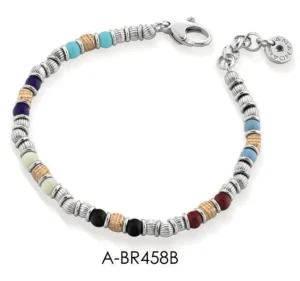 Outlet Bracciale Argento E Pietre Naturali | A-BR458B Uomo Gioielli Moda Uomo