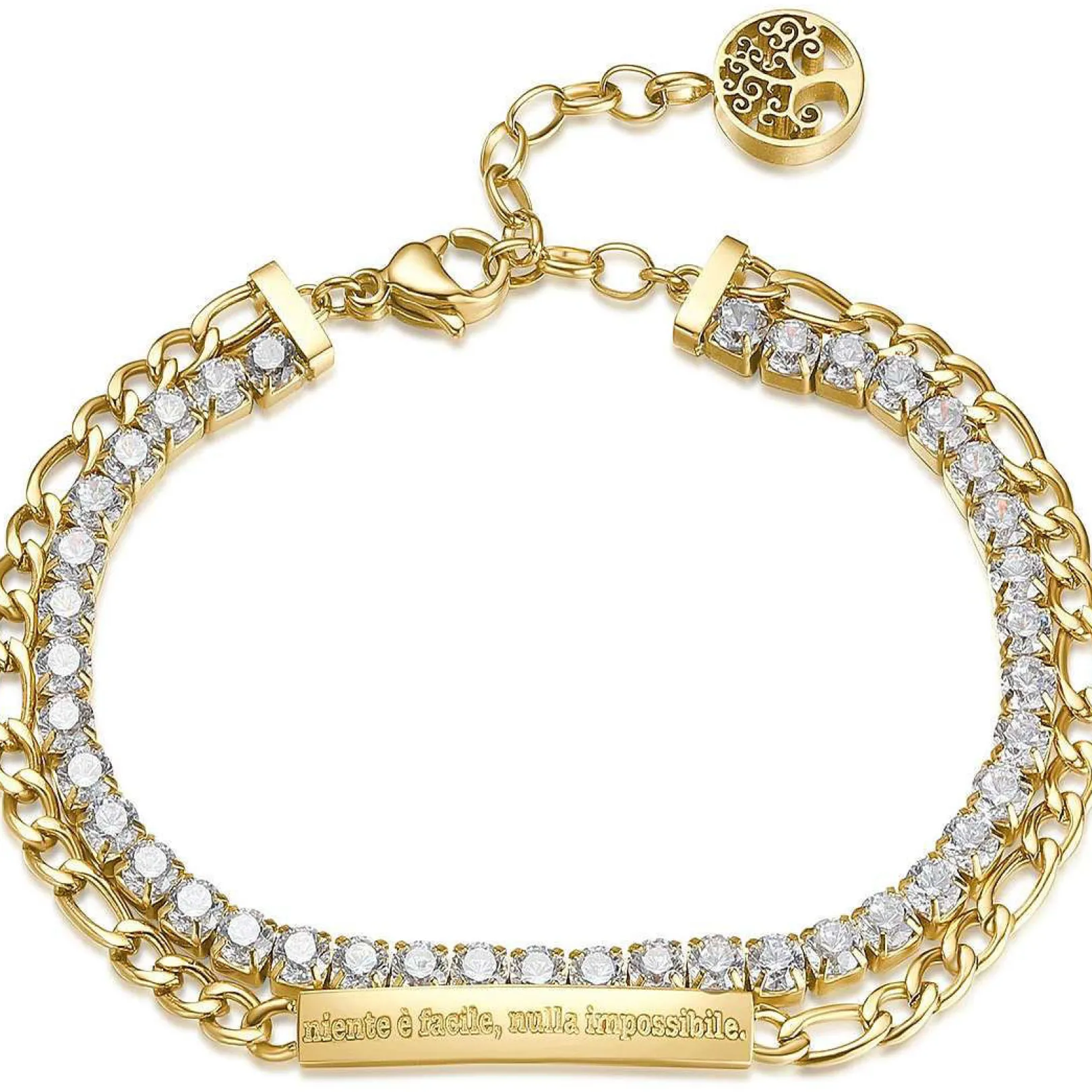 bracciale_donna_con_piast_0-1.webp Outlet Bracciale Donna Con Piastrina E Zirconi Gioielli Desideri | BEI052 Donna Gioielli Moda Donna