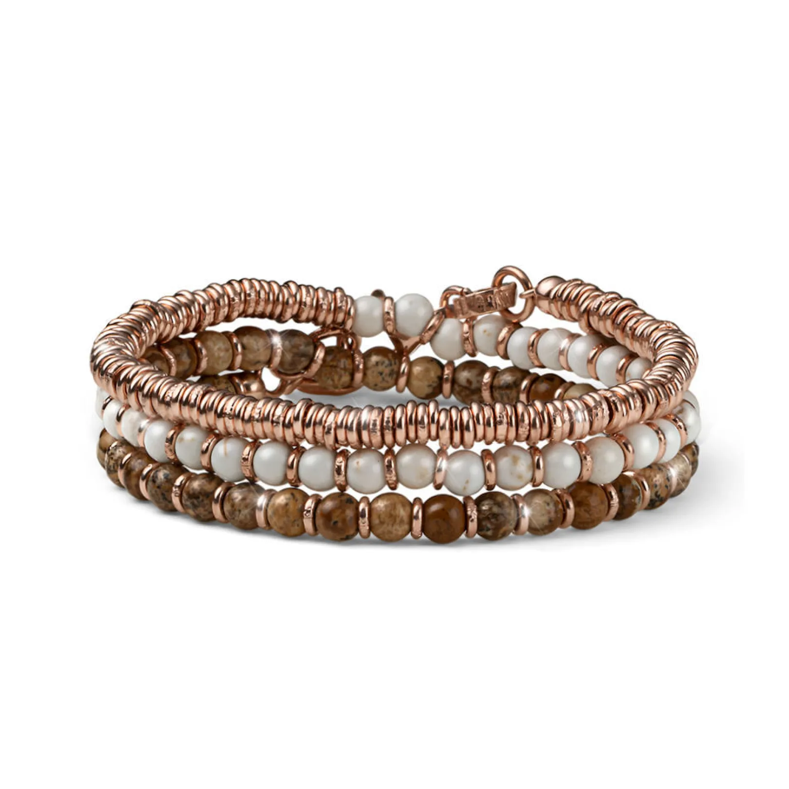 bracciale_donna_encanto_a_0-1.webp Hot Bracciale Donna Encanto Aulite Bianca Paesina E Argento Rosa Tre Giri Mariacristinasterling | G4316R Donna Gioielli Moda Donna