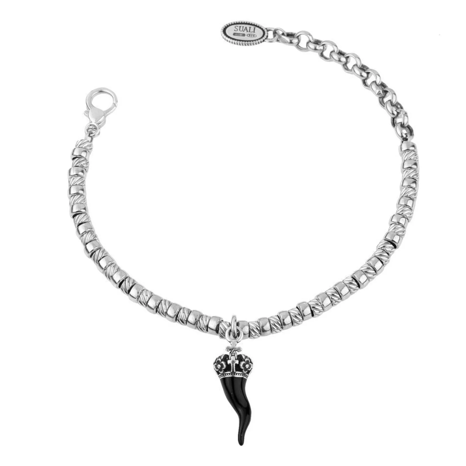 bracciale_donna_in_argent_0-18.webp Discount Bracciale Donna In Argento Con Cornetto Nero Gioielli | BM2031/4 Donna Gioielli Moda Donna