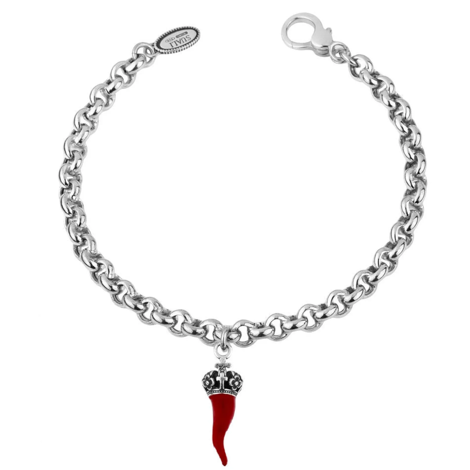 bracciale_donna_in_argent_0-19.webp Hot Bracciale Donna In Argento Con Corno Rosso Gioielli | BM2032/1 Donna Gioielli Moda Donna