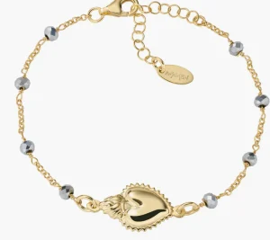 Fashion Bracciale Dorato Sacro Cuore Con Cristalli Grigi Gioielli | BRSCGGG Donna Gioielli Moda Donna