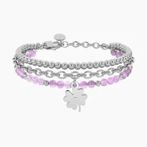 Clearance Bracciale Giada Rosa Con Quadrifoglio Gioielli | 732319 Donna Gioielli Moda Donna | Idee Regalo