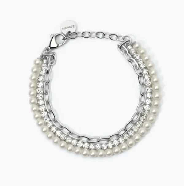Clearance Bracciale In Acciaio Con Perle Conchiglia E Cristalli 2Jewels | 232452 Donna Gioielli Moda Donna