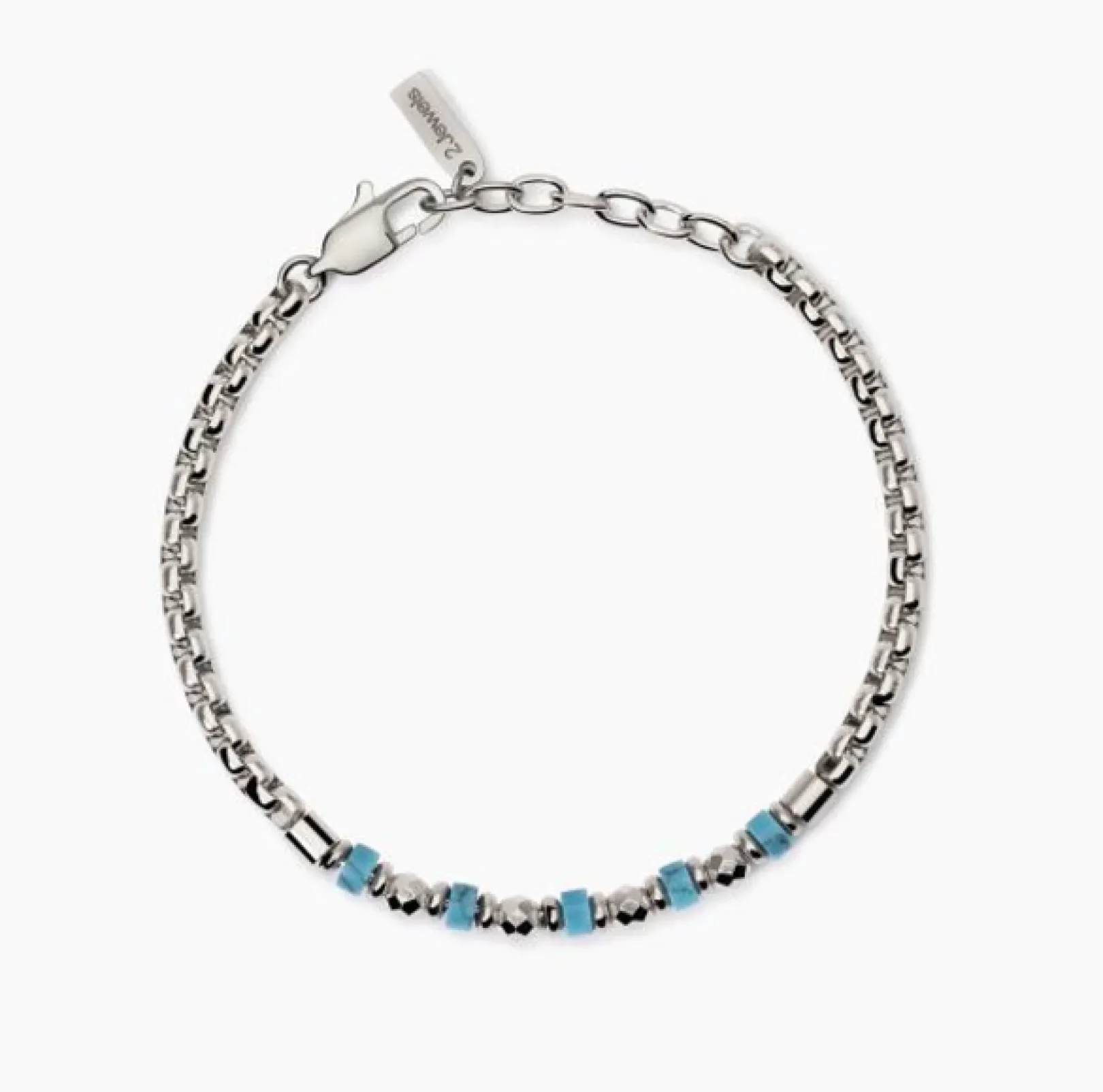 bracciale_in_acciaio_con__0-8.webp Outlet Bracciale In Acciaio Con Dischi Turchese 2Jewels | 232553 Uomo Gioielli Moda Uomo