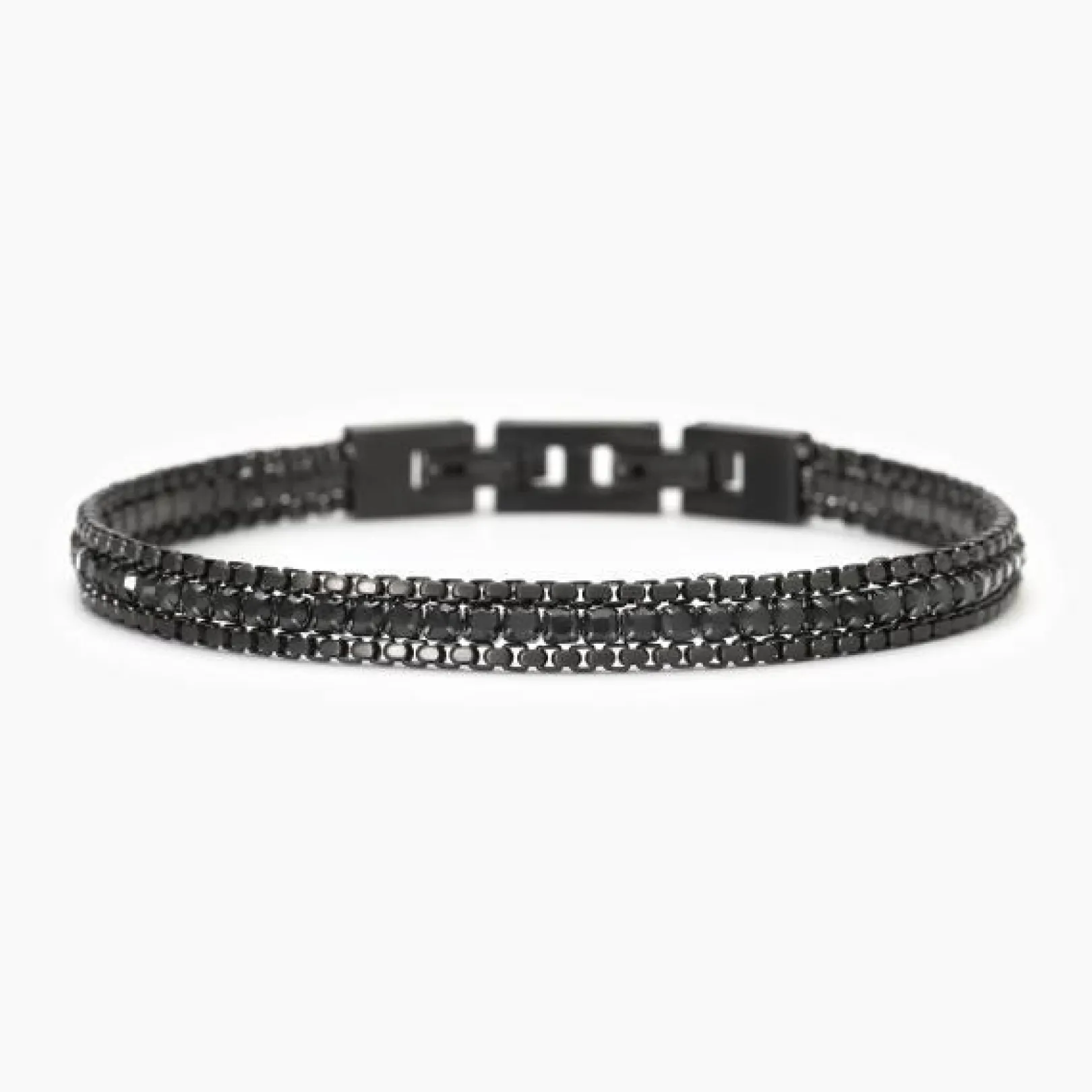 bracciale_in_acciaio_l_e__0-1.webp Outlet Bracciale In Acciaio 316L E Cristalli Neri Gioielli 2Jewels | 232485 Uomo Gioielli Moda Uomo