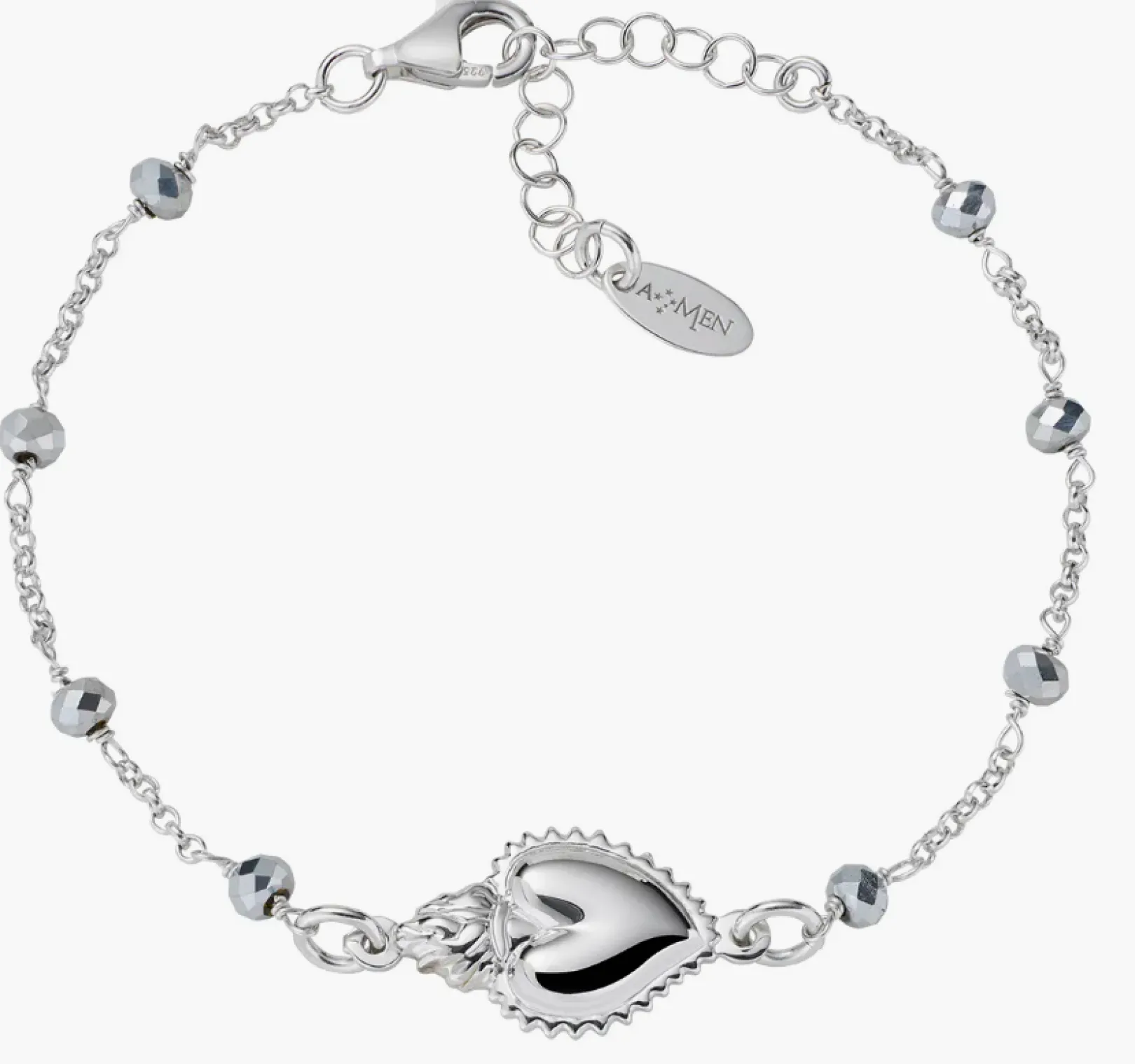 bracciale_sacro_cuore_con_0.webp Outlet Bracciale Sacro Cuore Con Cristalli Grigi Gioielli | BRSCGBG Donna Gioielli Moda Donna