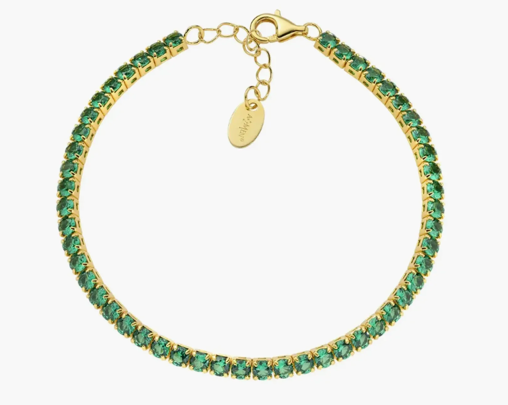 bracciale_tennis__mm_dora_0-2.webp Fashion Bracciale Tennis 3 mm Dorato con Zirconi Verdi | BT3GVE17 Donna Gioielli Moda Donna