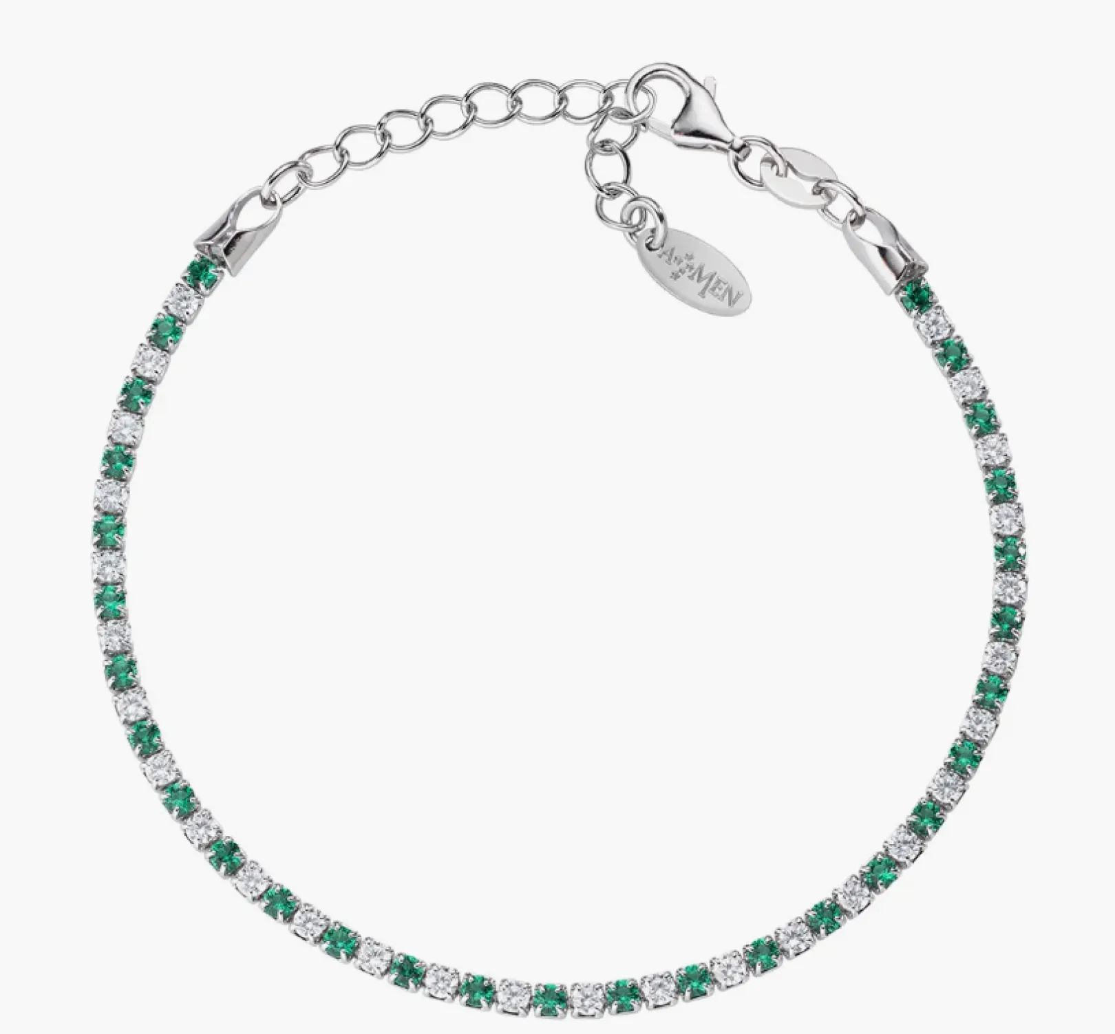 bracciale_tennis_rodio_zi_0.webp Discount Bracciale Tennis Rodio Zirconi Bianchi e Verdi Gioielli | BTABBVE16 Donna Gioielli Moda Donna