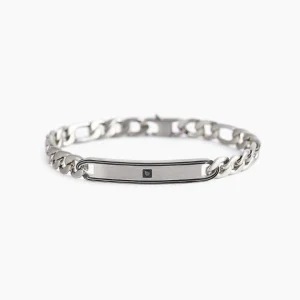 Outlet Bracciale Uomo Acciaio Con Zirconi Neri Gioielli | 232287 Uomo Gioielli Moda Uomo | Idee Regalo