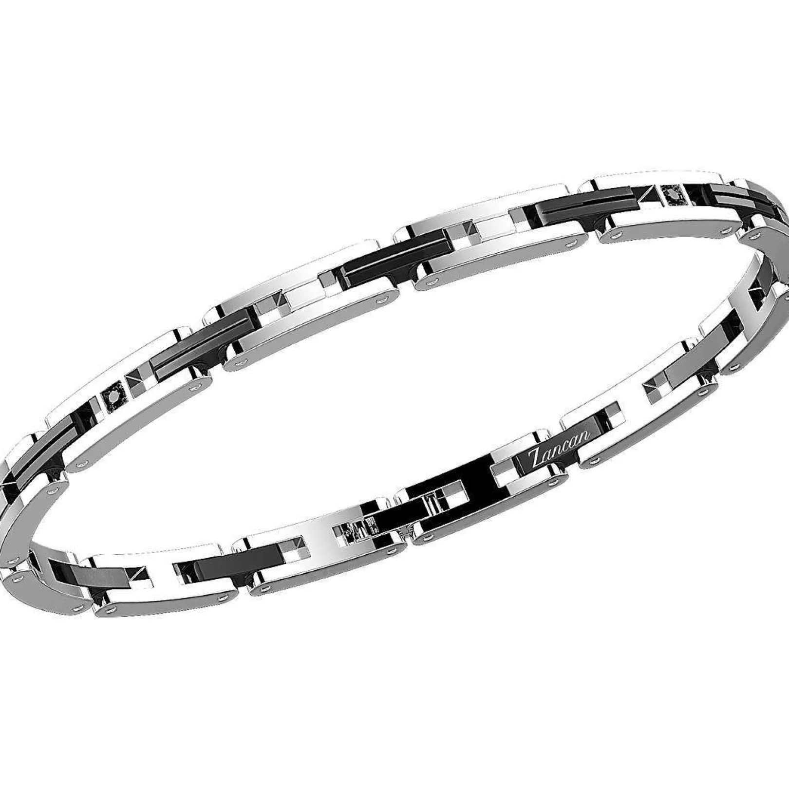 bracciale_uomo_gioielli_z_0.webp Online Bracciale Uomo Gioielli Hi Teck-Eleganteck In Acciaio 316 Con Spinelli Neri | EHB137 Uomo Gioielli Moda Uomo