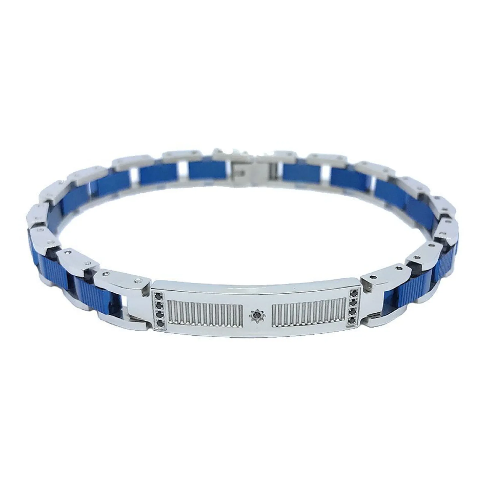 bracciale_uomo_in_acciaio_0-9.webp Online Bracciale Uomo In Acciaio Con Piastrina Gioielli Hi-Teck | EHB204 Uomo Gioielli Moda Uomo