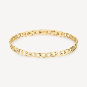 Hot Bracciale Uomo In Acciaio Dorato Catena Groumette Riptide | BTD019 Uomo Gioielli Moda Uomo | Idee Regalo