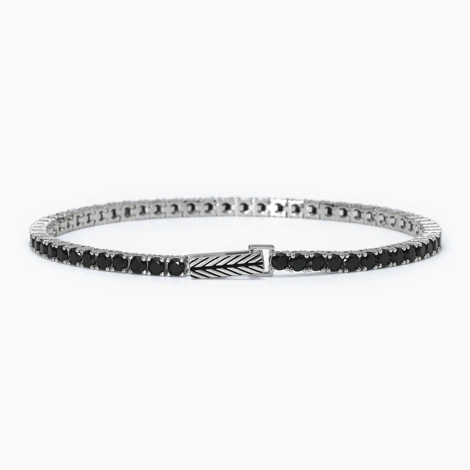 bracciale_uomo_in_argento_0-31.webp Fashion Bracciale Uomo In Argento Con Zirconi Neri Gioielli | 533694-M Uomo Gioielli Moda Uomo