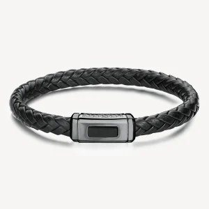 Hot Bracciale Uomo In Pelle E Acciaio Color Rutenio Logan | BOA13A Uomo Gioielli Moda Uomo | Idee Regalo