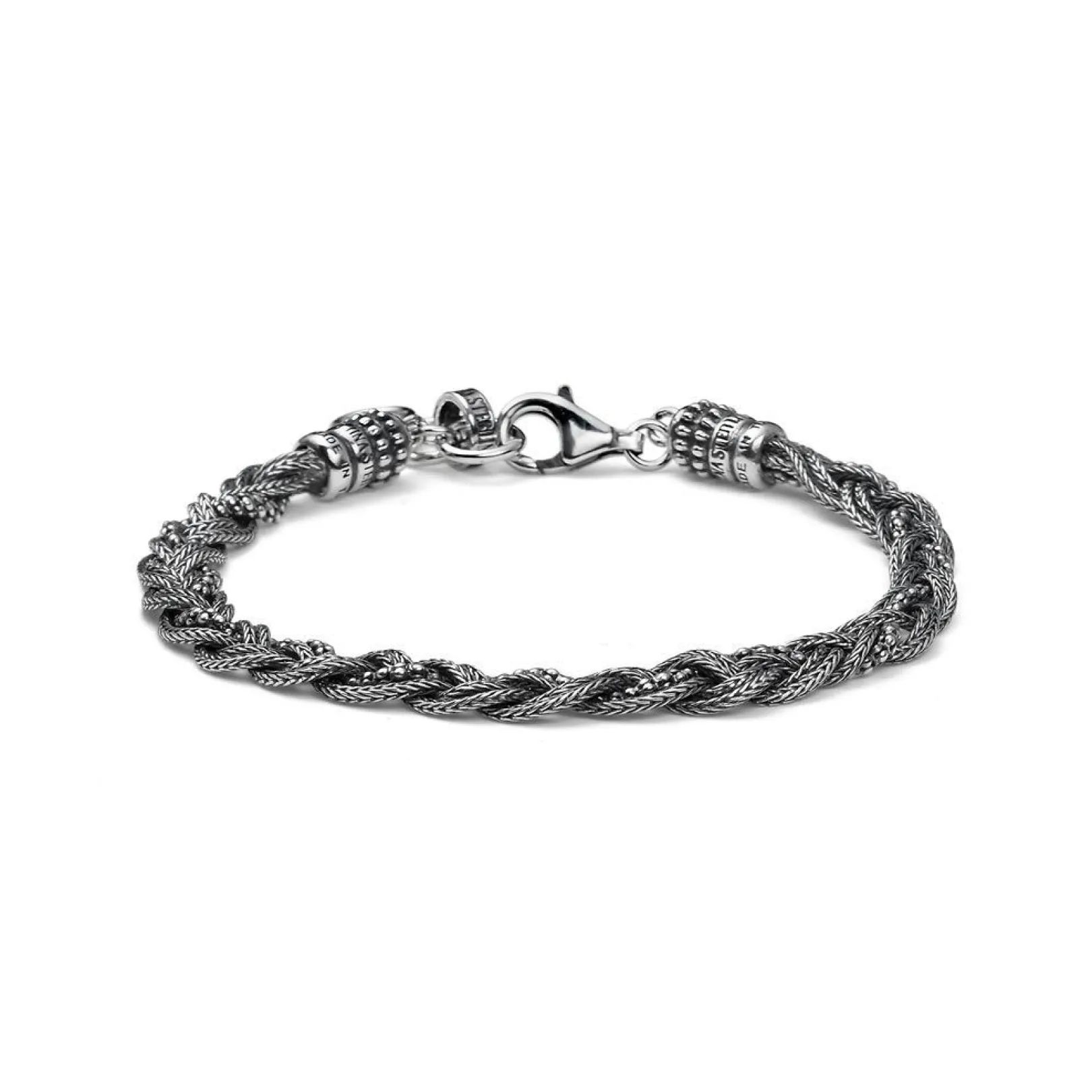 bracciale_uomo_intrecci_g_0.webp New Bracciale Uomo Intrecci Grani In Argento Brunito Mariacristinasterling | G4499 Uomo Gioielli Moda Uomo