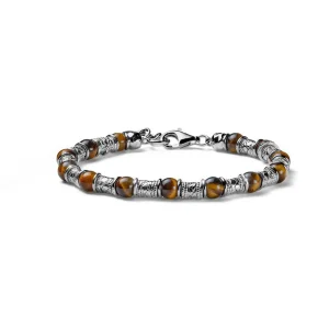 Outlet Bracciale Uomo Occhio Di Tigre E Barilotti Argento Mariacristinasterling | G4548 Uomo Gioielli Moda Uomo