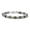 Fashion Bracciale Uomo Siena Agata Muschiata Verde E Occhio Di Tigre Barilotti Decorati In Argento Mariacristinasterling | G4148 Uomo Gioielli Moda Uomo
