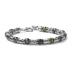 Sale Bracciale Uomo Siena Agata Muschiata Verde Barilotti Decorati In Argento Mariacristinasterling | G4147 Uomo Gioielli Moda Uomo