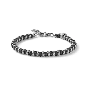 Online Bracciale Uomo Snake Classic Style Cerchi Argento E Perle Di Lava Mariacristinasterling |  G2885/19 Uomo Gioielli Moda Uomo