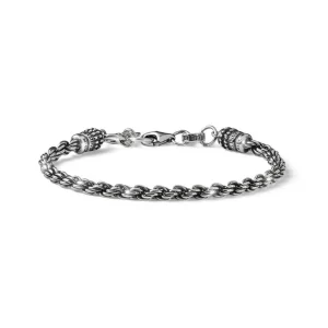 New Bracciale Uomo Torchon In Argento Brunito Sottile Mariacristinasterling |  G3496 Uomo Gioielli Moda Uomo
