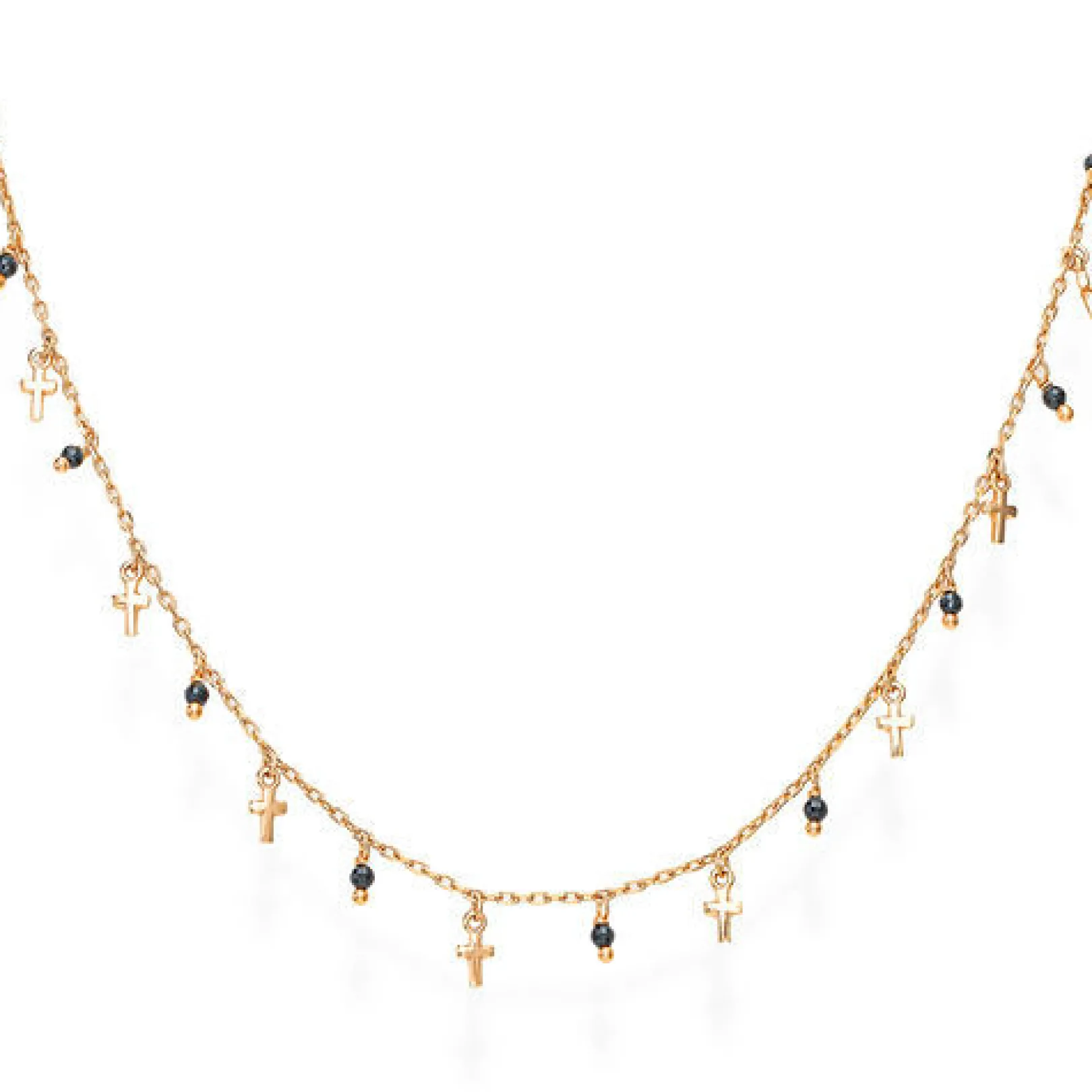 collana_amen_con_croci_ro_0-1.webp Hot Collana Con Croci Rosè E Cristalli Neri | CLMICRRN Donna Gioielli Moda Donna