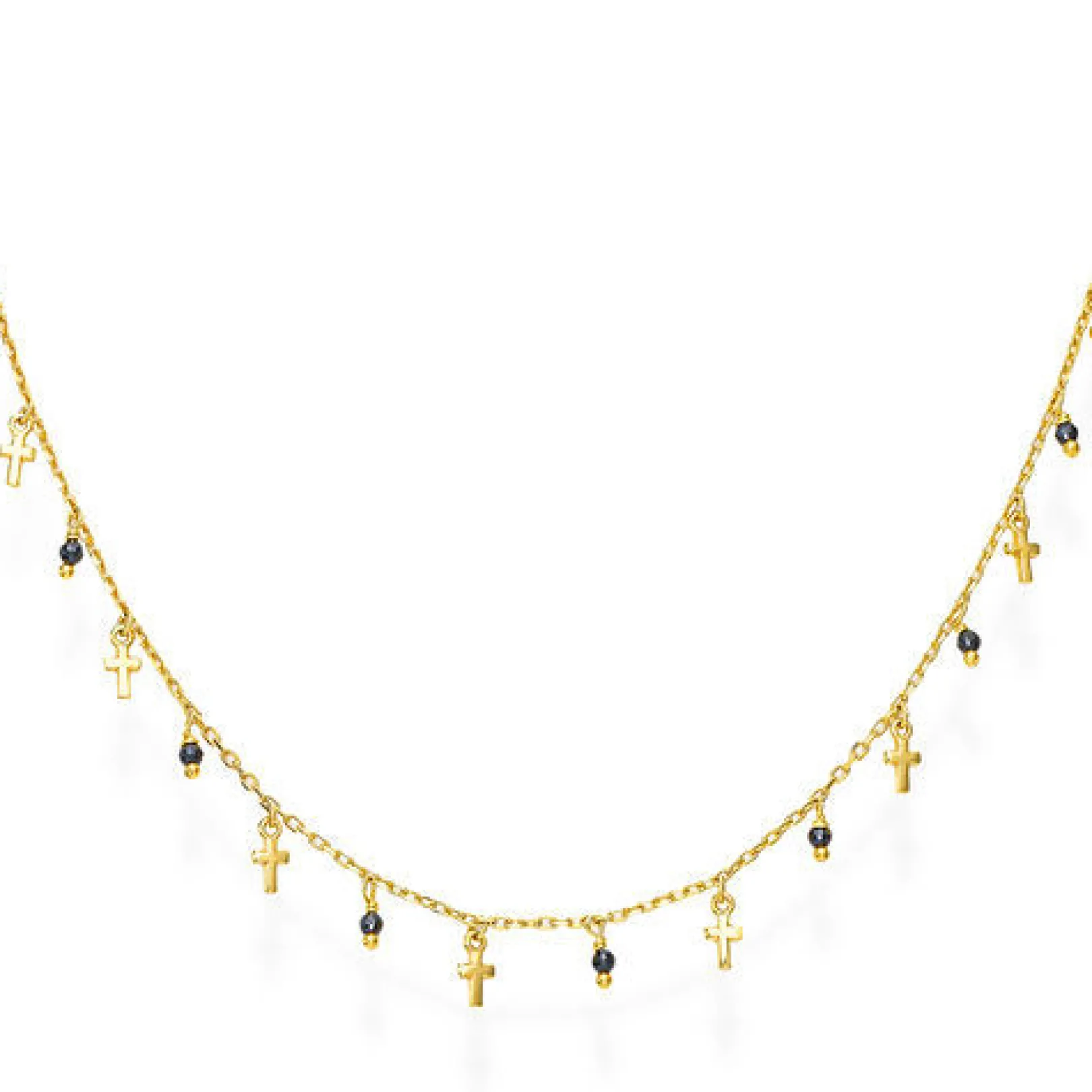 collana_amen_dorata_con_c_0.webp Sale Collana Dorata Con Croci Nere | CLMICRGN Donna Gioielli Moda Donna