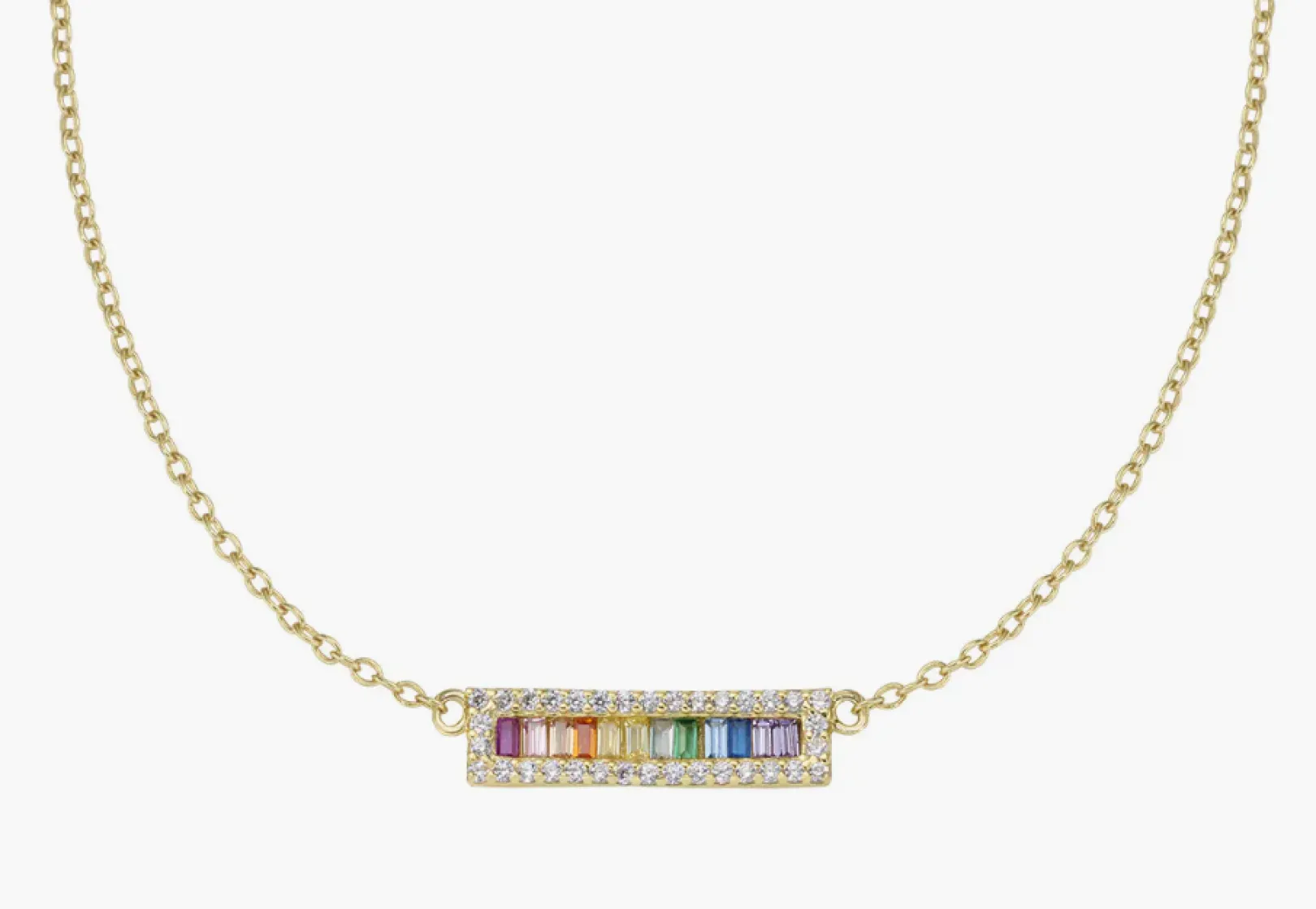 collana_arcobaleno_dorata_0.webp Outlet Collana Arcobaleno Dorata con Barretta di Zirconi | CLRATAGMZ3 Donna Gioielli Moda Donna