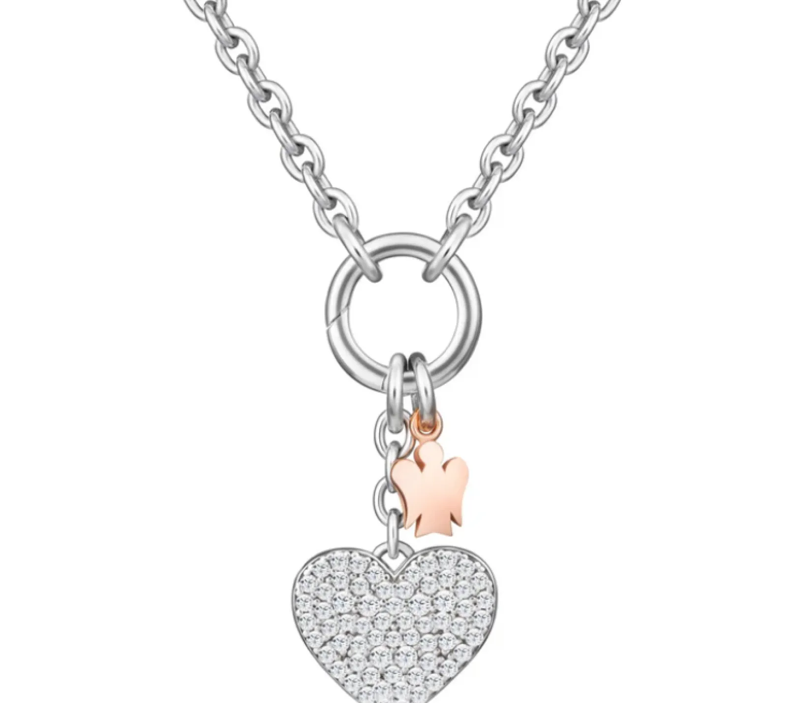 collana_con_chiusura_ad_a_0.webp Discount Collana Con Chiusura Ad Anello, Cuore Charm E Angelo Giannotti | GIA439 Donna Gioielli Moda Donna