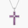 Fashion Collana con Croce di Zirconi Rossi Baguette e Bianchi | CLCRBABBRZ Donna Gioielli Moda Donna