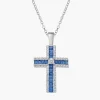 Discount Collana con Croce di Zirconi Blu Baguette e Bianchi | CLCRBABBBLZ Donna Gioielli Moda Donna