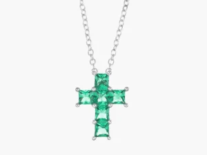 Clearance Collana Croce di Zirconi Verdi Gioielli | CLPCQBVE Donna Gioielli Moda Donna