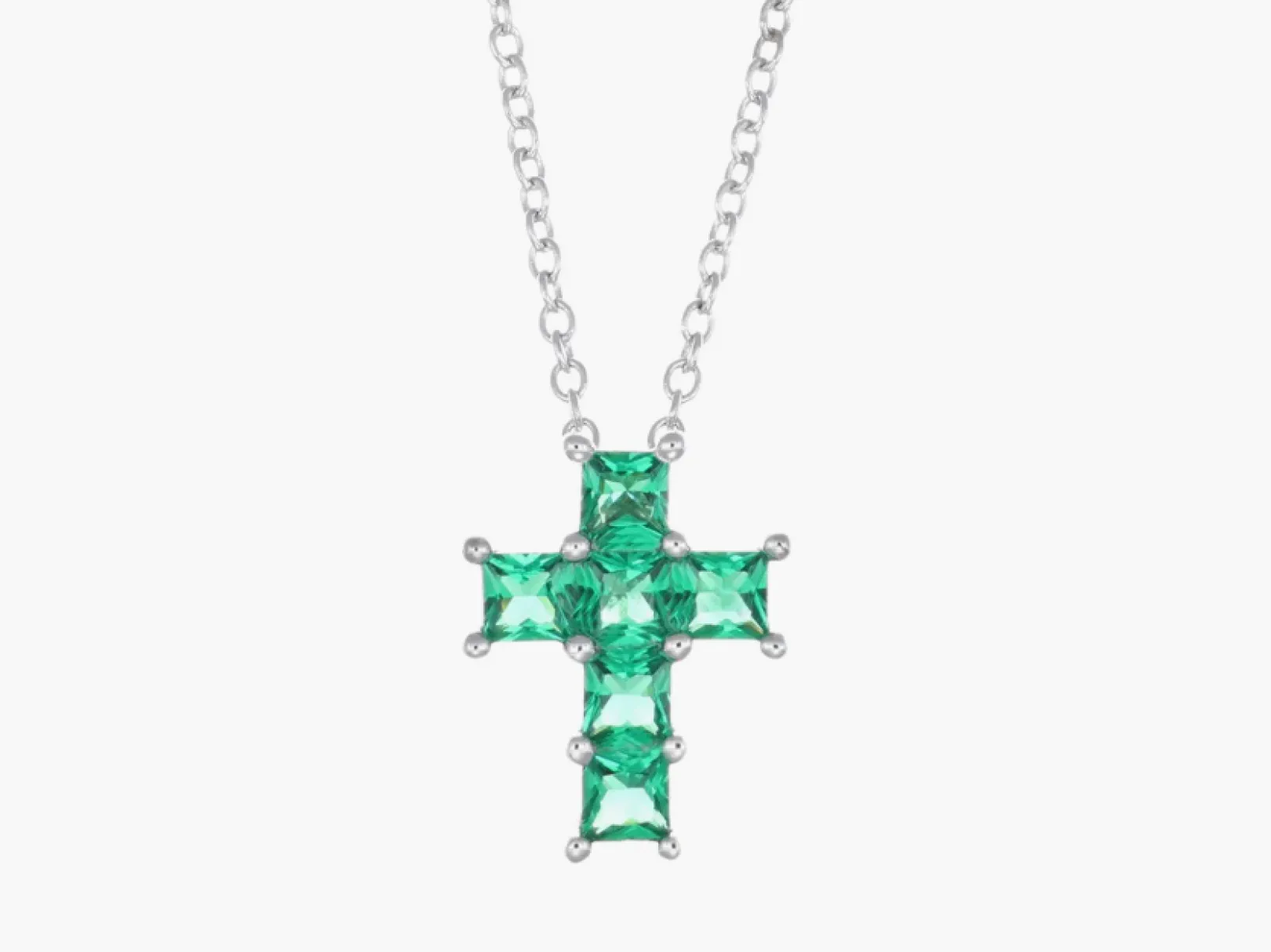 collana_croce_di_zirconi__0-3.webp Clearance Collana Croce di Zirconi Verdi Gioielli | CLPCQBVE Donna Gioielli Moda Donna